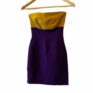 LE CHATEAU Colour Blocked Stretch Strapless Dress